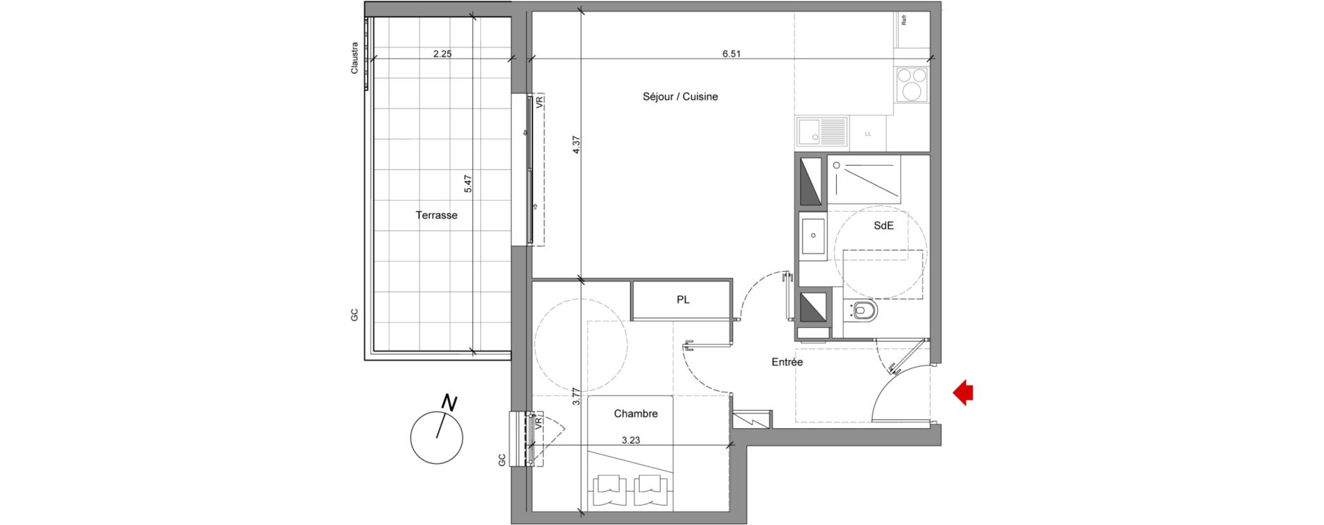 Appartement T2 de 46,74 m2 &agrave; Nice Saint antoine