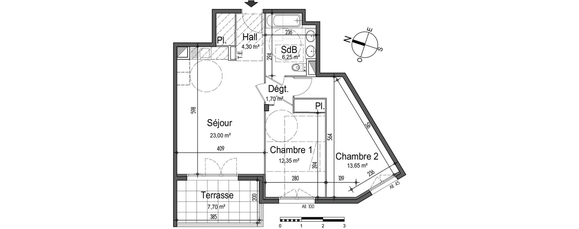 Appartement T3 de 61,25 m2 &agrave; Nice Saint roch