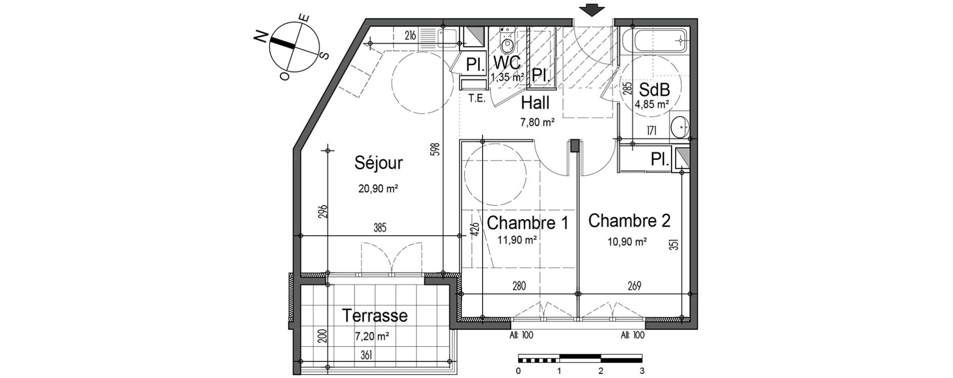 Appartement T3 de 57,70 m2 &agrave; Nice Saint roch
