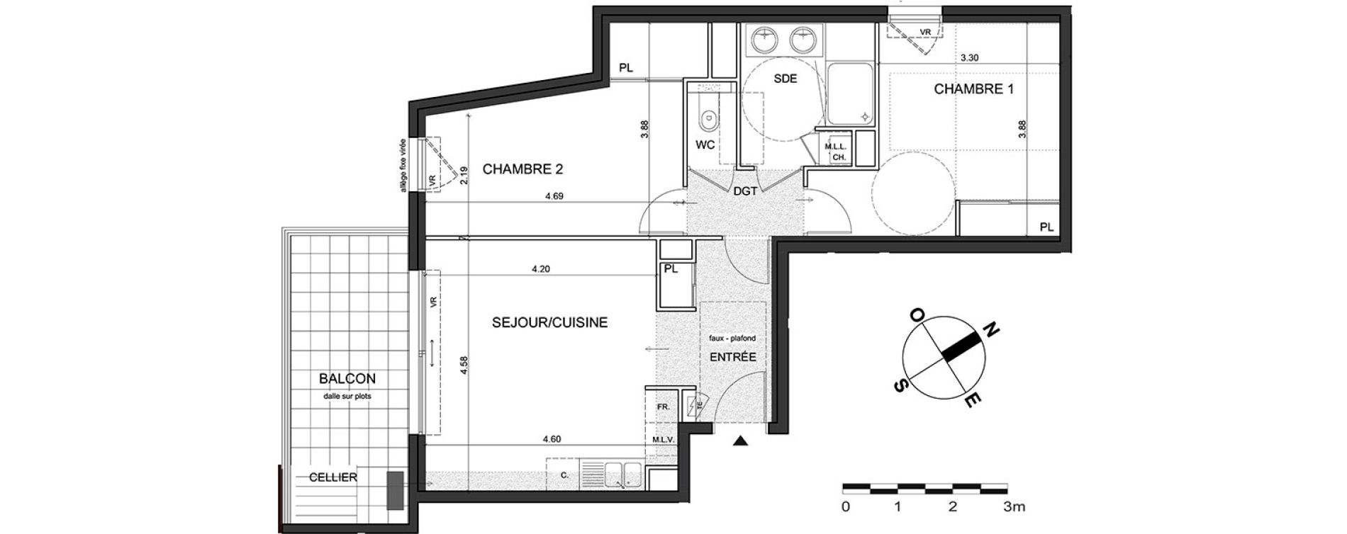 Appartement T3 de 63,90 m2 &agrave; Nice Fabron