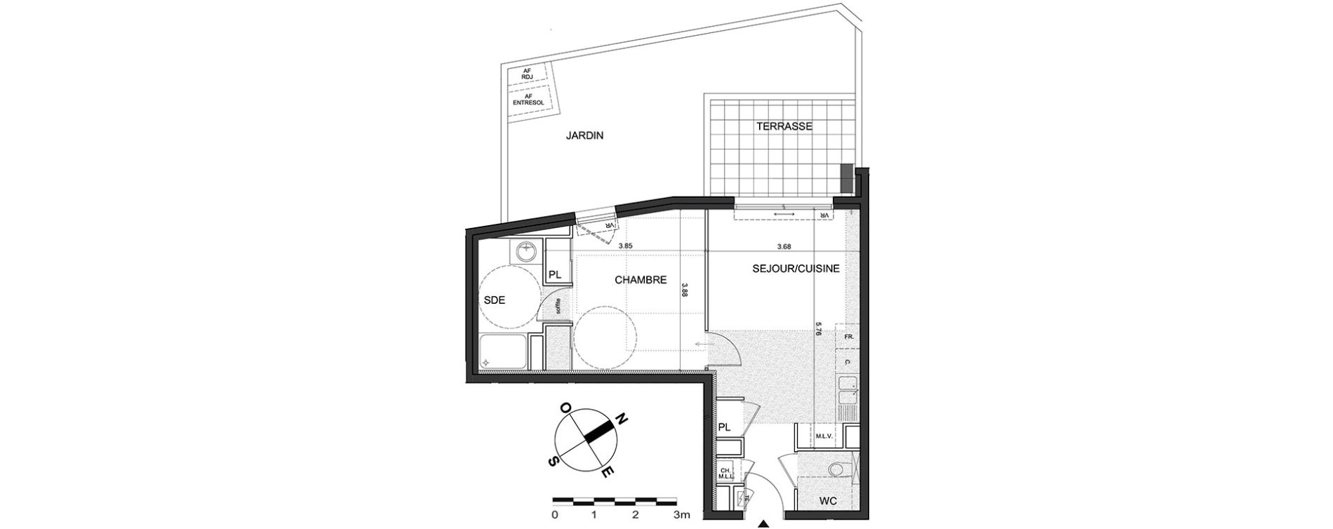 Appartement T2 de 43,30 m2 &agrave; Nice Fabron