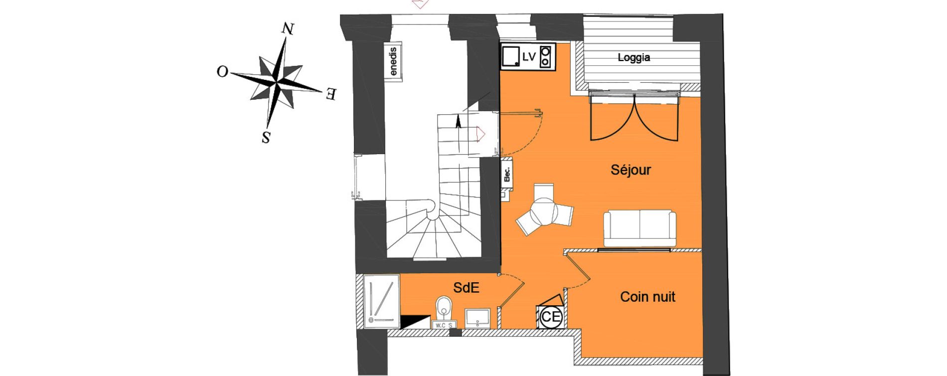 Appartement T1 bis de 28,71 m2 &agrave; Nice Carre d or