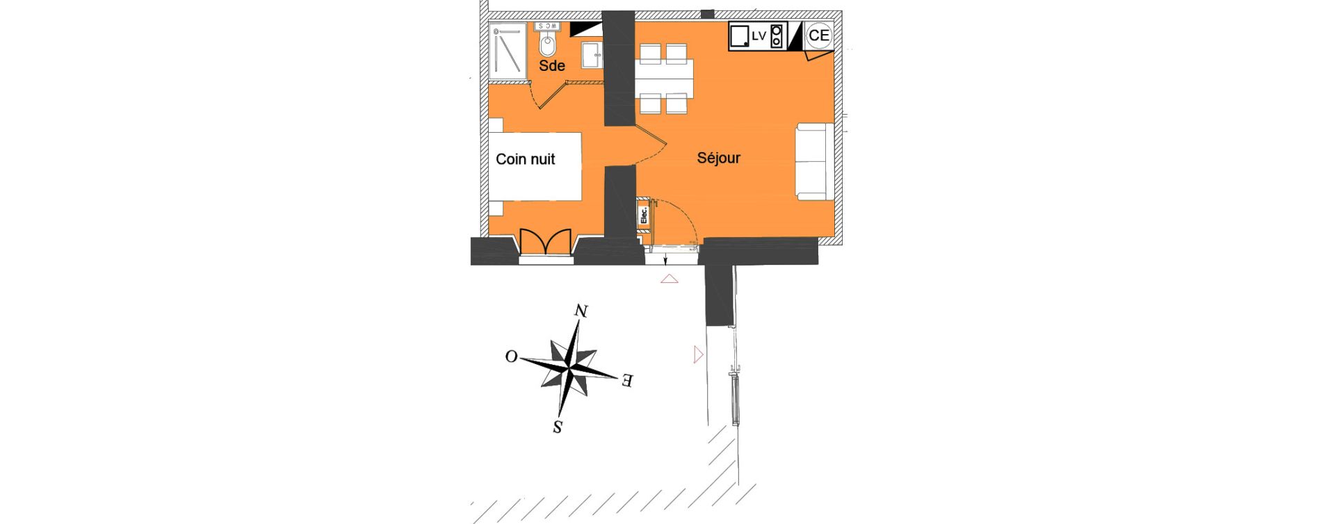 Appartement T1 bis de 28,65 m2 &agrave; Nice Carre d or