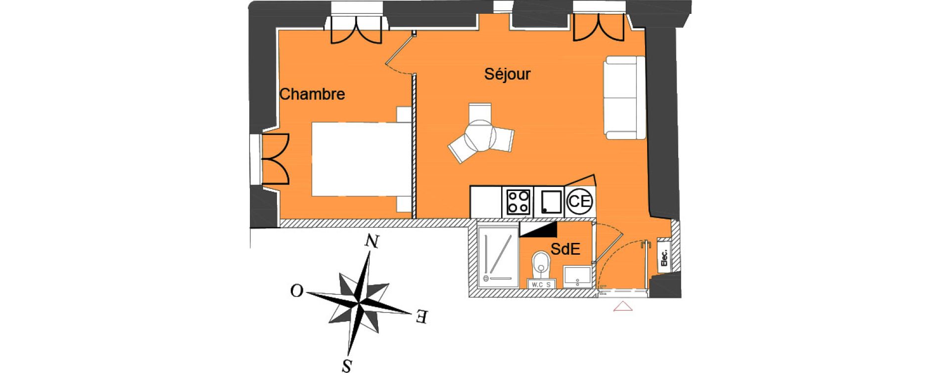 Appartement T2 de 30,20 m2 &agrave; Nice Carre d or