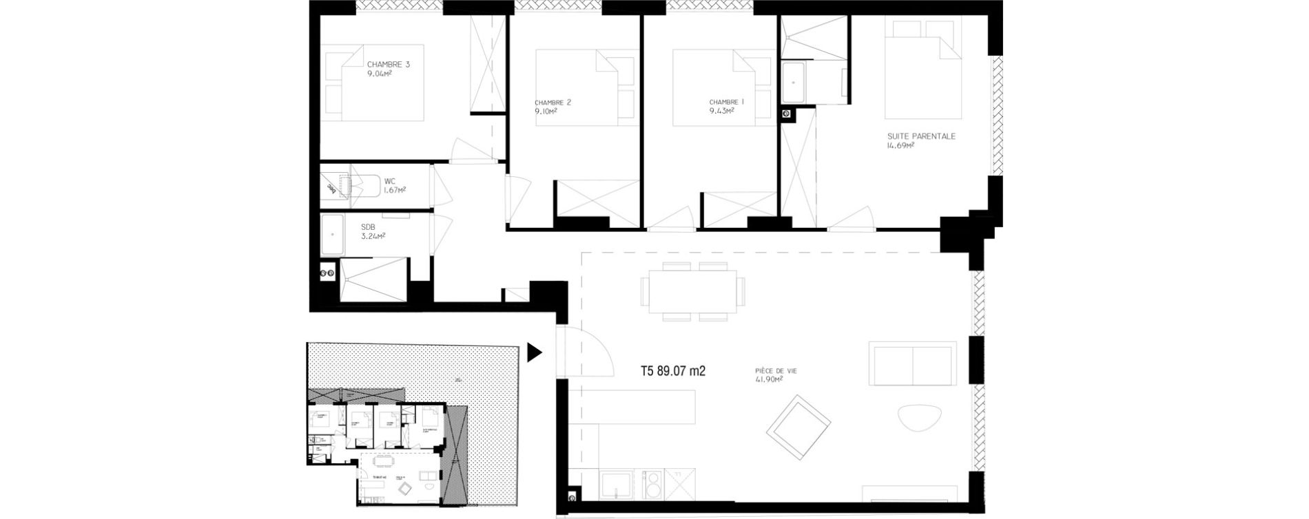 Appartement T5 de 89,07 m2 &agrave; Nice Vernier