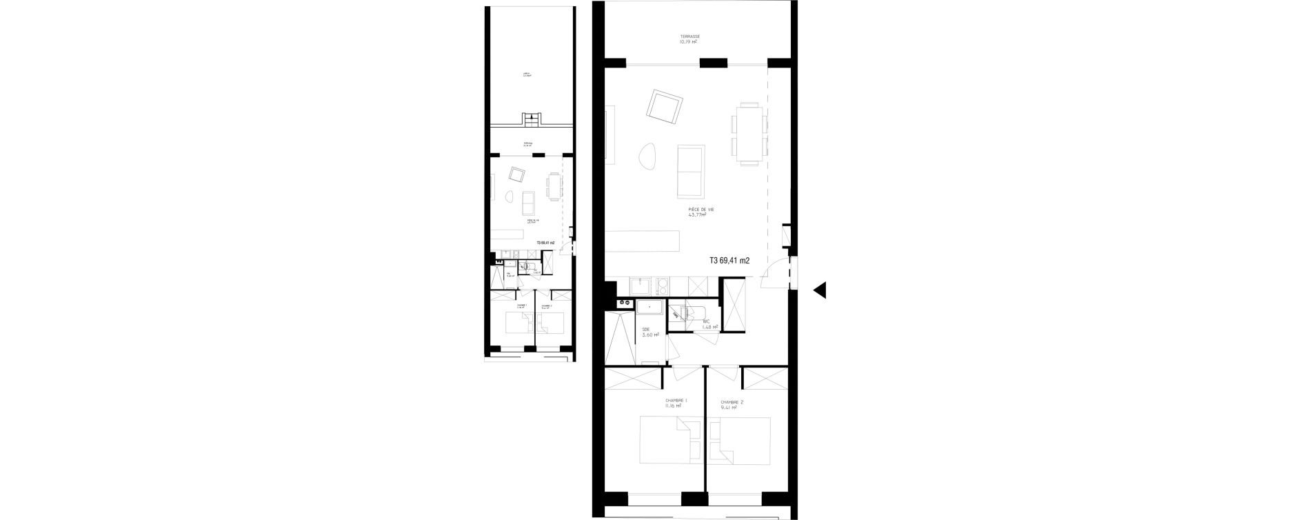 Appartement T3 de 69,41 m2 &agrave; Nice Vernier