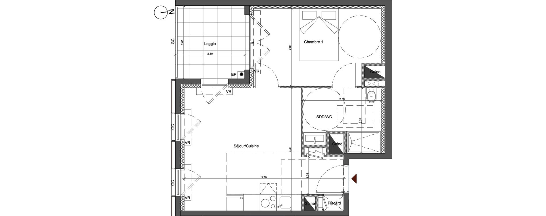 Appartement T2 de 39,70 m2 &agrave; Nice Saint isidore