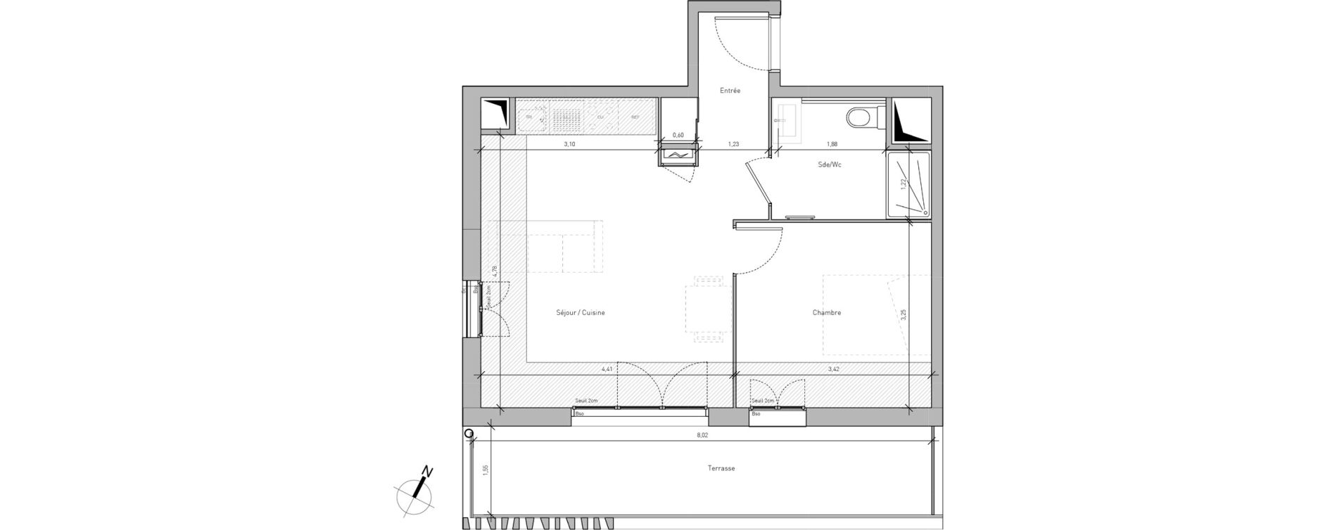 Appartement T2 de 42,80 m2 &agrave; Nice Joia