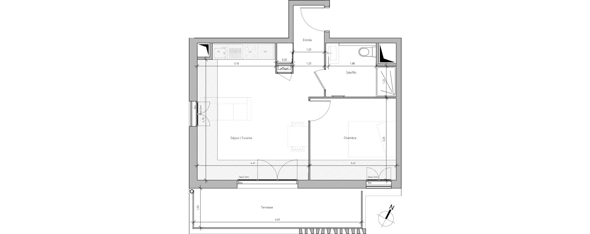 Appartement T2 de 42,80 m2 &agrave; Nice Joia