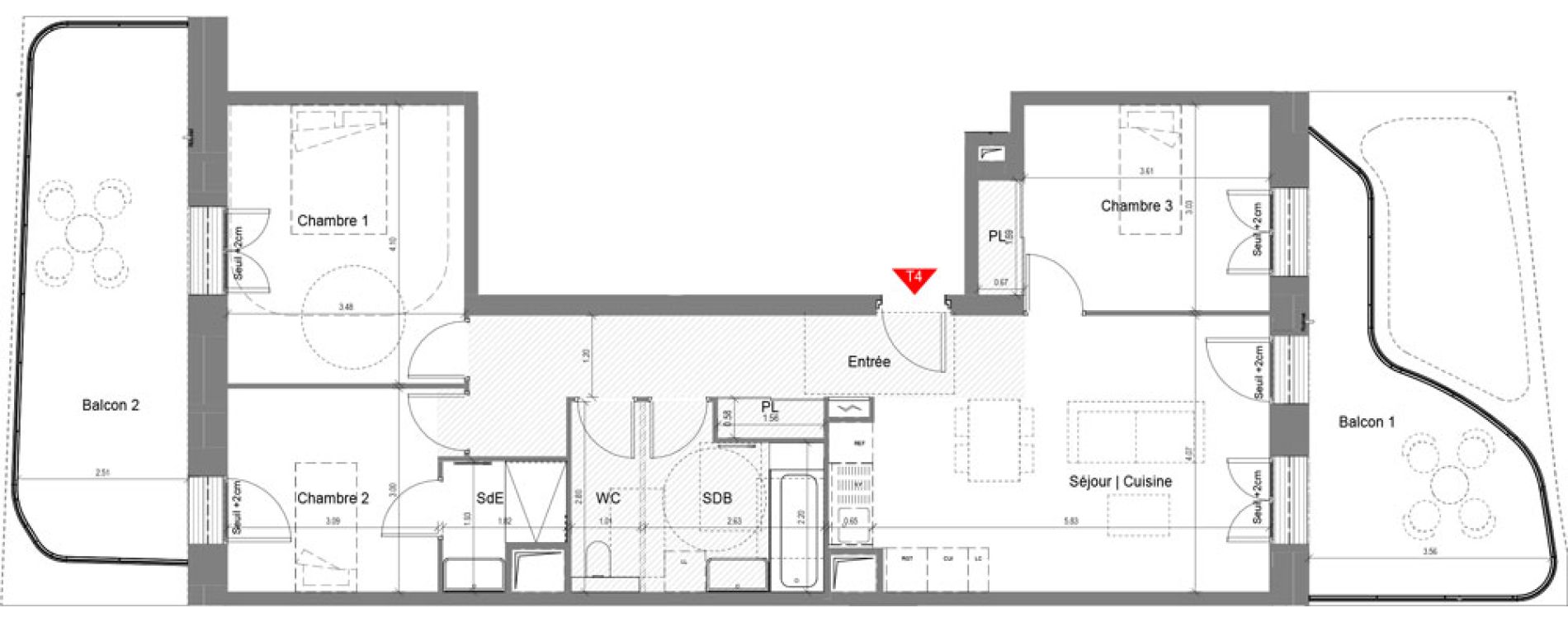 Appartement T4 de 82,30 m2 &agrave; Nice Joia