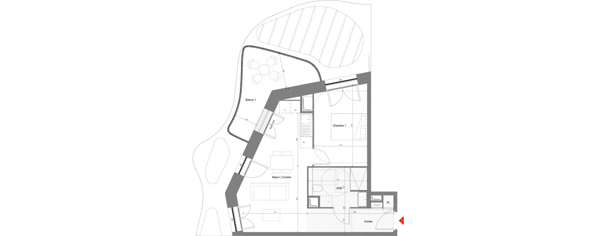 Appartement T2 de 44,16 m2 &agrave; Nice Joia