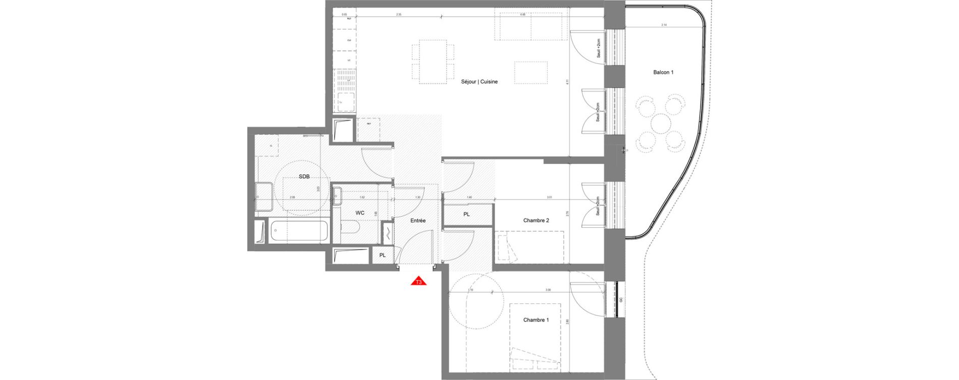 Appartement T3 de 68,49 m2 &agrave; Nice Joia