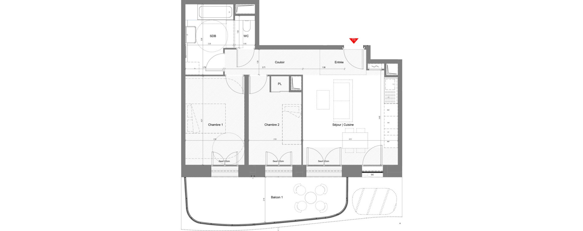 Appartement T3 de 57,73 m2 &agrave; Nice Joia