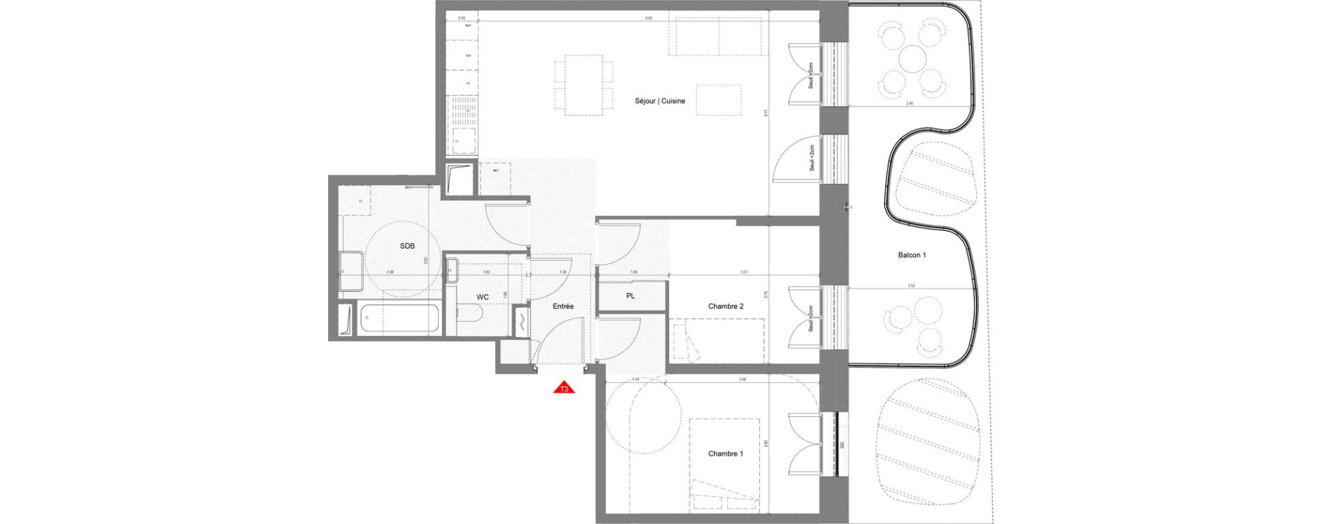 Appartement T3 de 68,49 m2 &agrave; Nice Joia