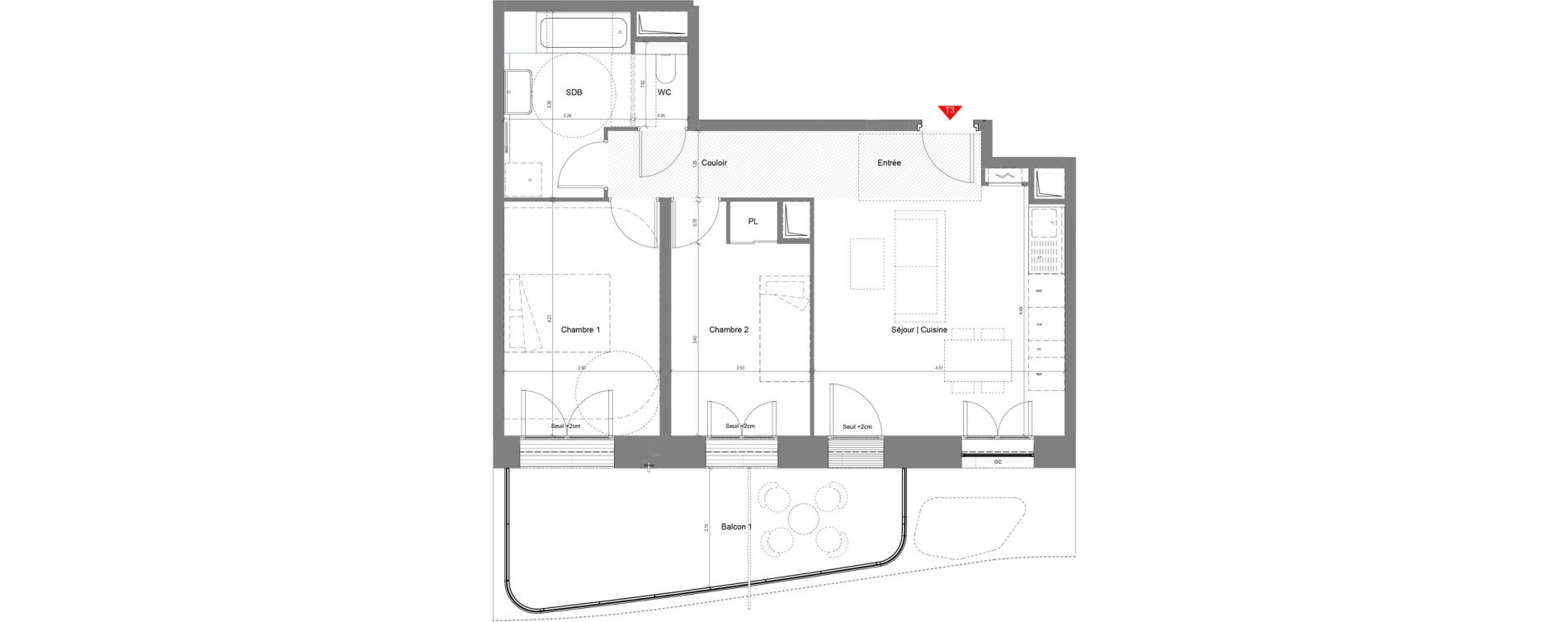 Appartement T3 de 57,74 m2 &agrave; Nice Joia