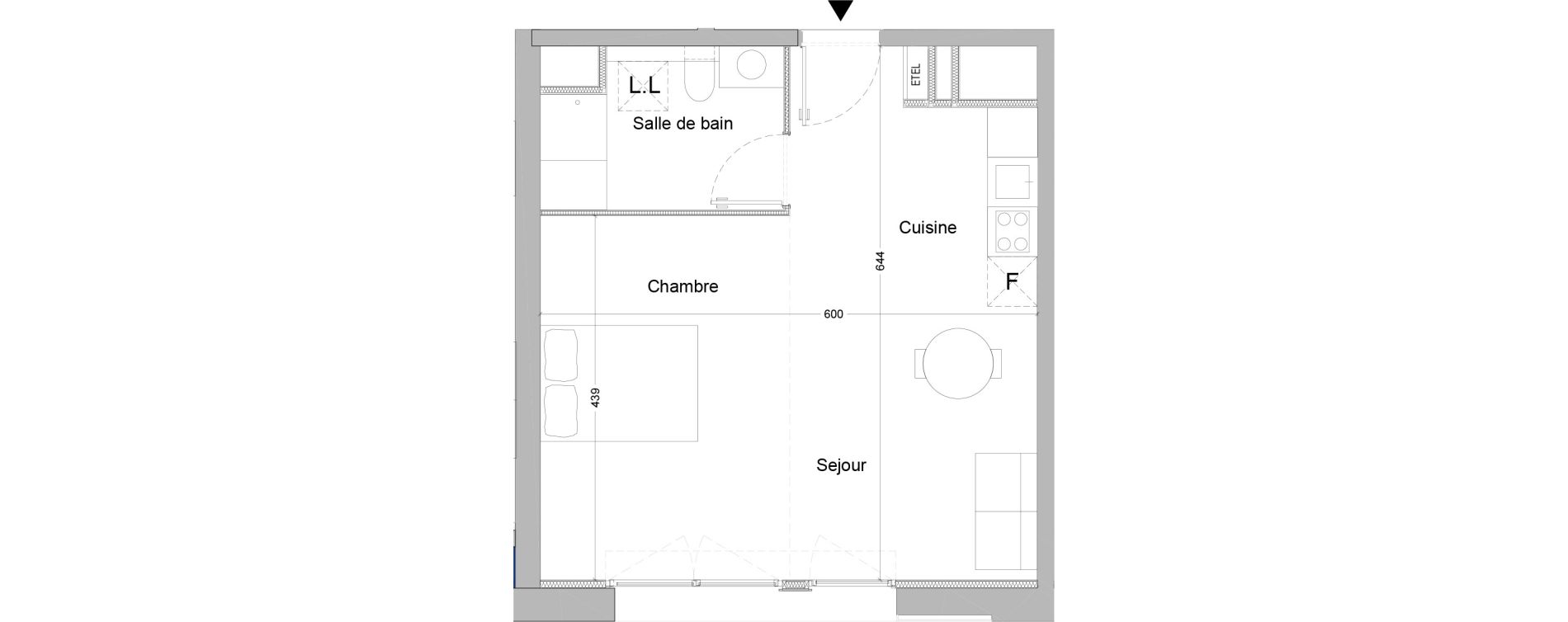 Appartement T1 de 36,69 m2 &agrave; Nice Saint augustin