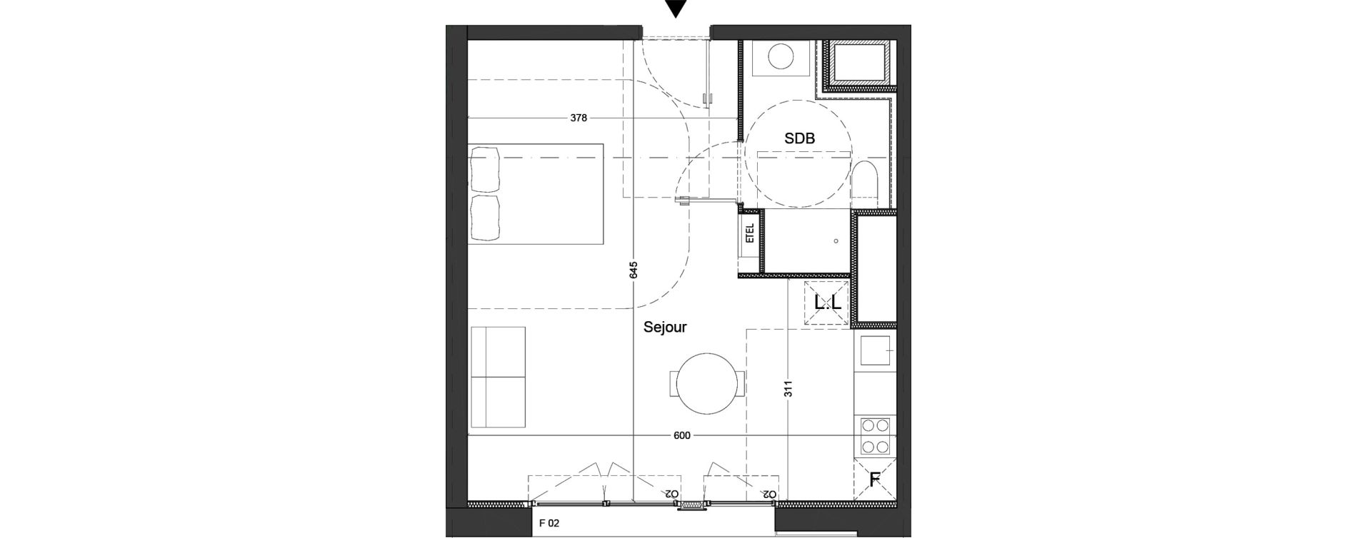 Appartement T1 de 36,27 m2 &agrave; Nice Saint augustin