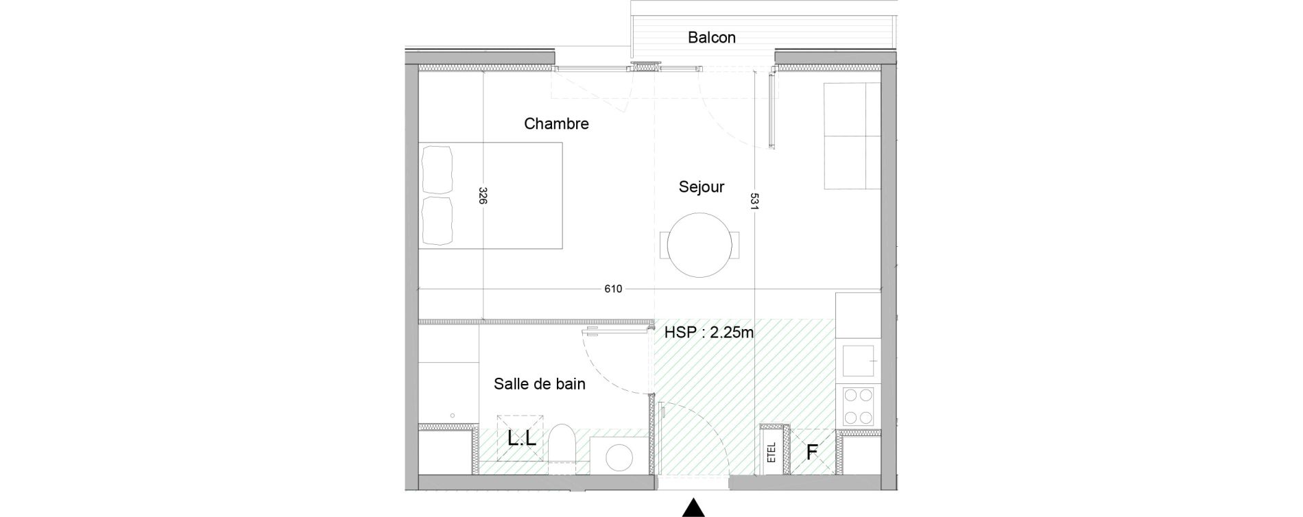 Appartement T1 de 30,90 m2 &agrave; Nice Saint augustin