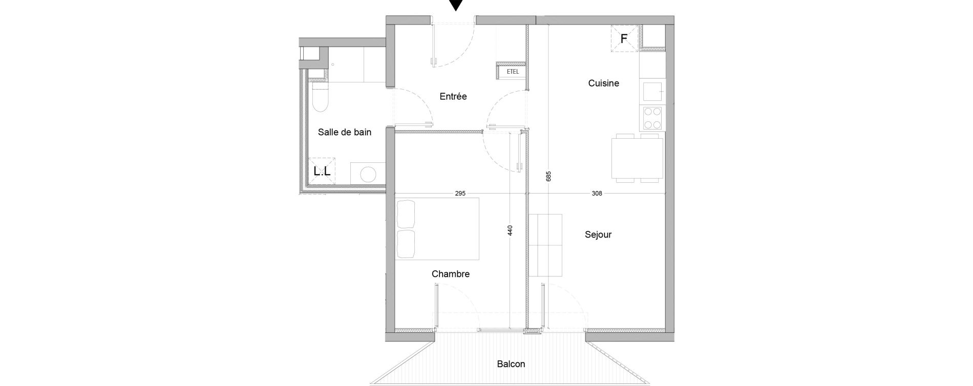 Appartement T2 de 45,76 m2 &agrave; Nice Saint augustin