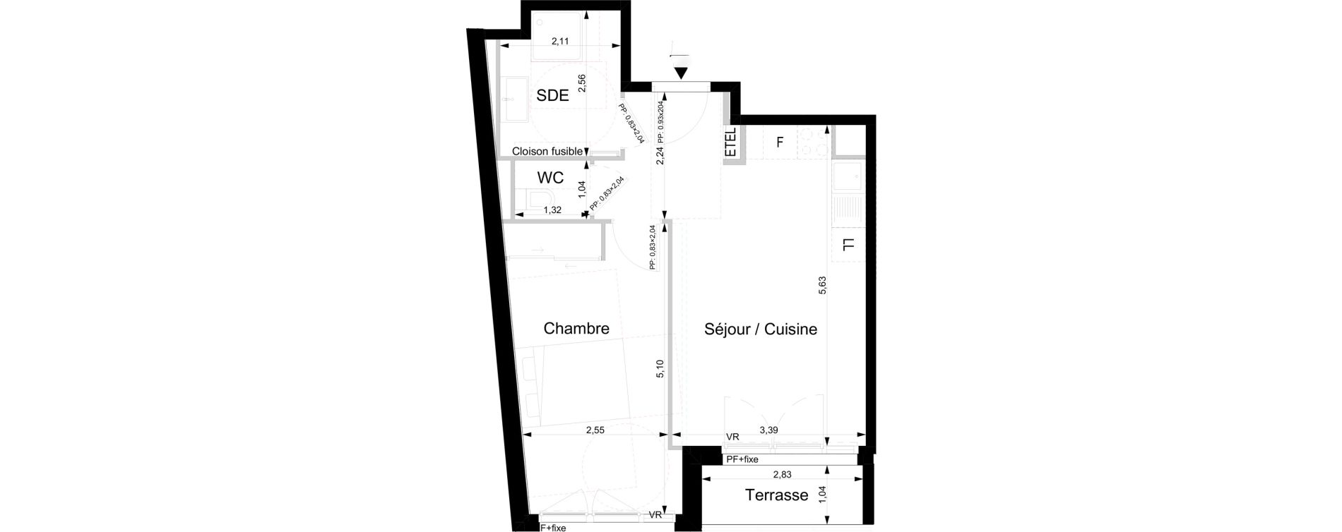 Appartement T2 de 41,66 m2 &agrave; Nice Saint jean d angely