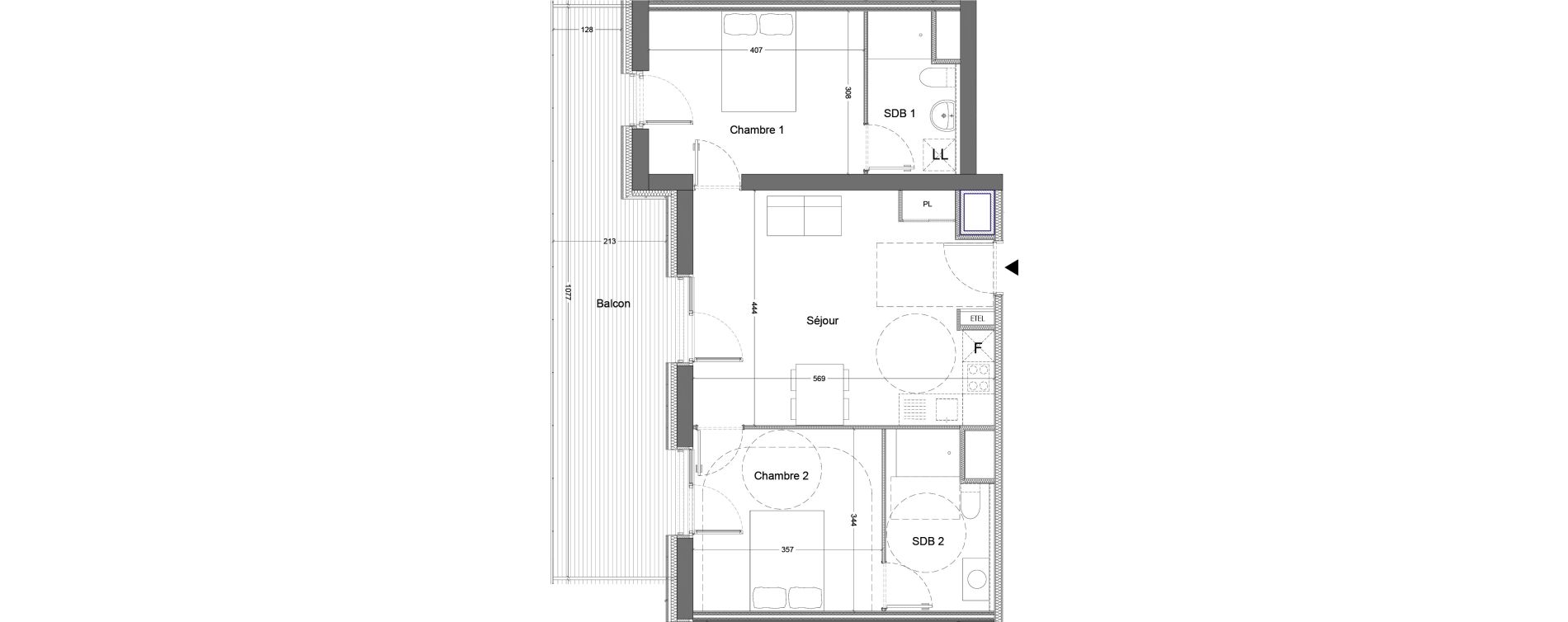 Appartement T3 de 60,37 m2 &agrave; Nice Saint augustin