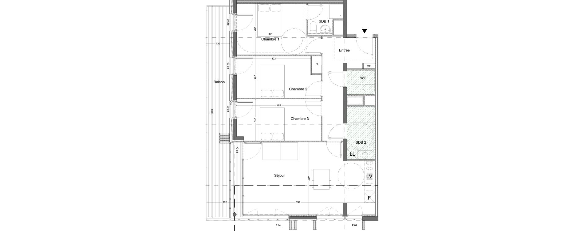 Appartement T4 de 85,07 m2 &agrave; Nice Saint augustin