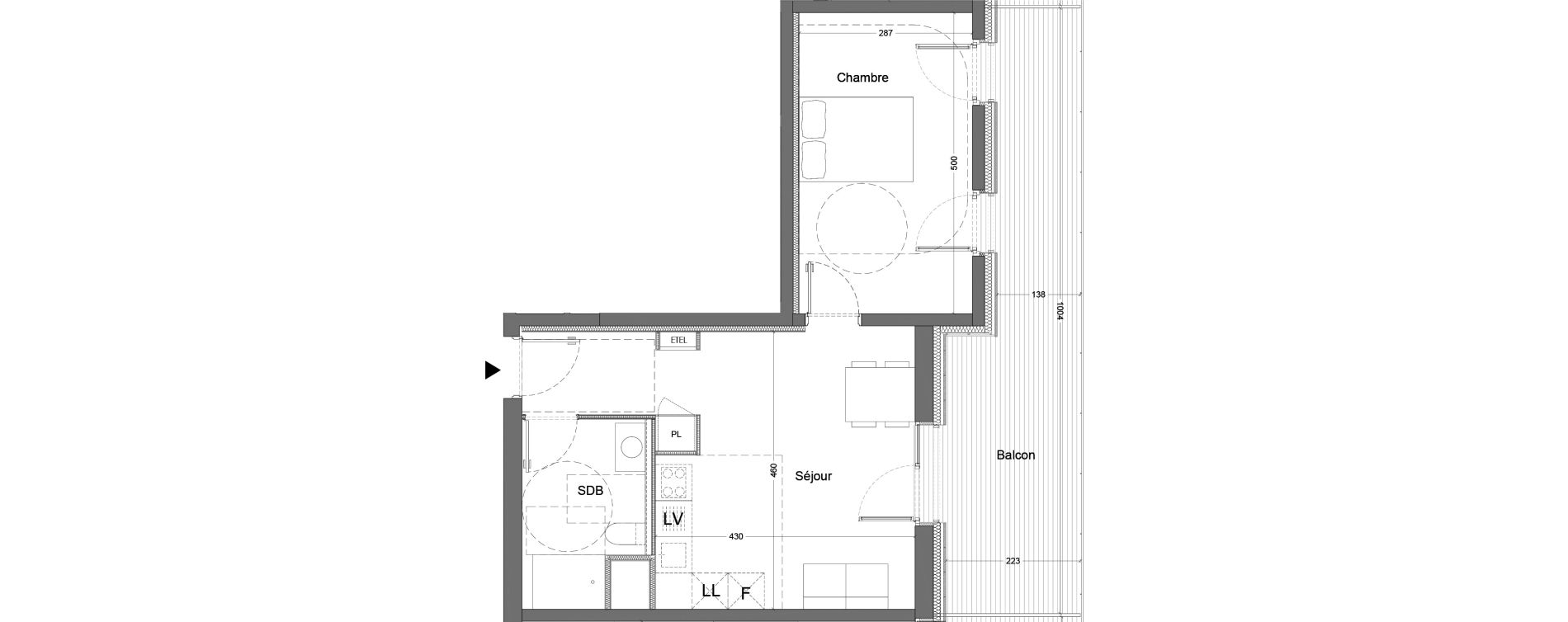 Appartement T2 de 43,12 m2 &agrave; Nice Saint augustin