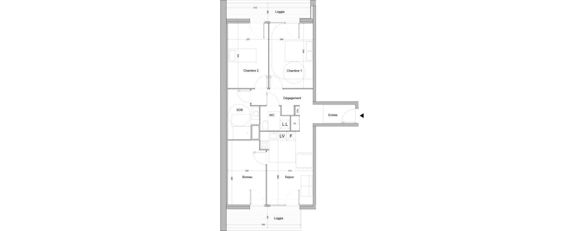 Appartement T3 de 72,81 m2 &agrave; Nice Saint augustin