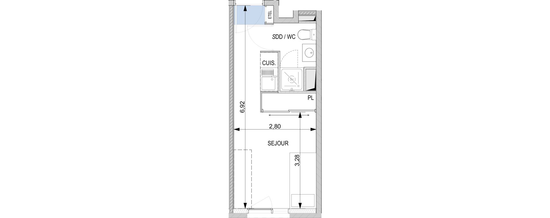 Appartement T1 de 17,68 m2 &agrave; Nice Riquier