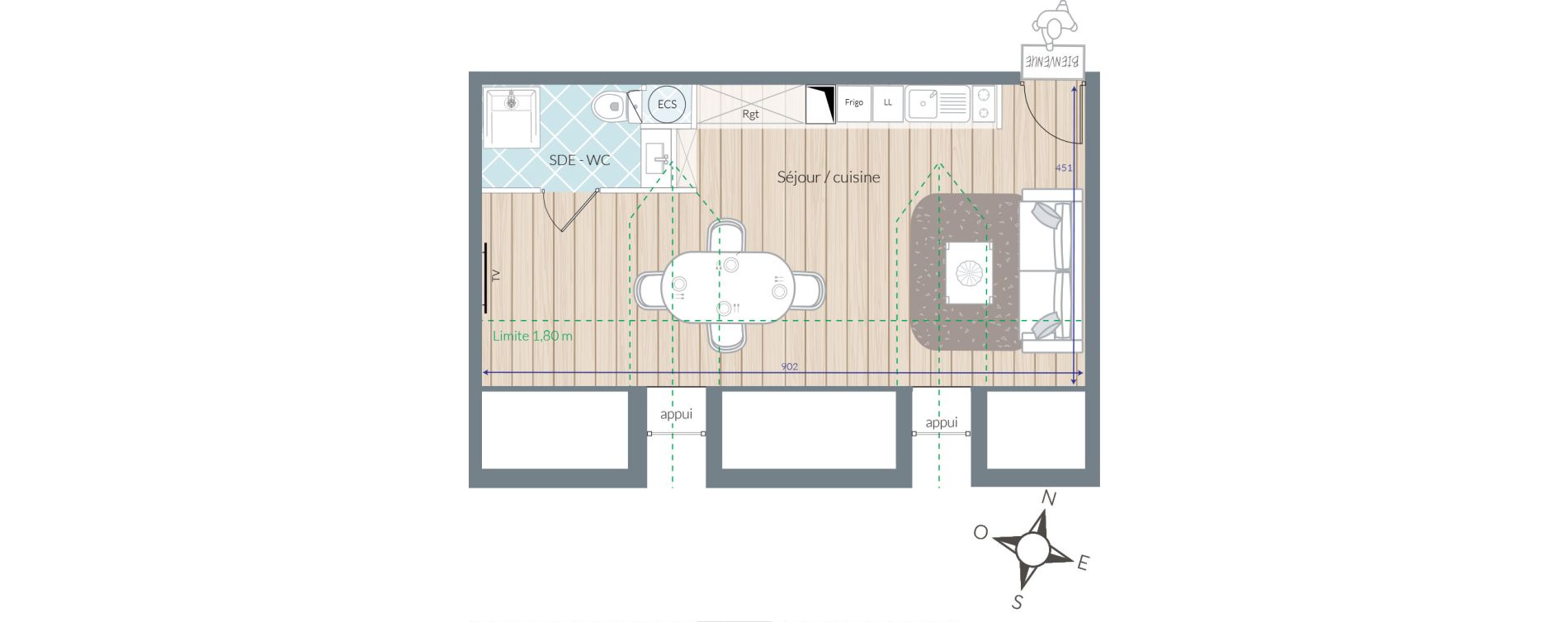 Appartement T1 de 34,00 m2 &agrave; Nice La liberation