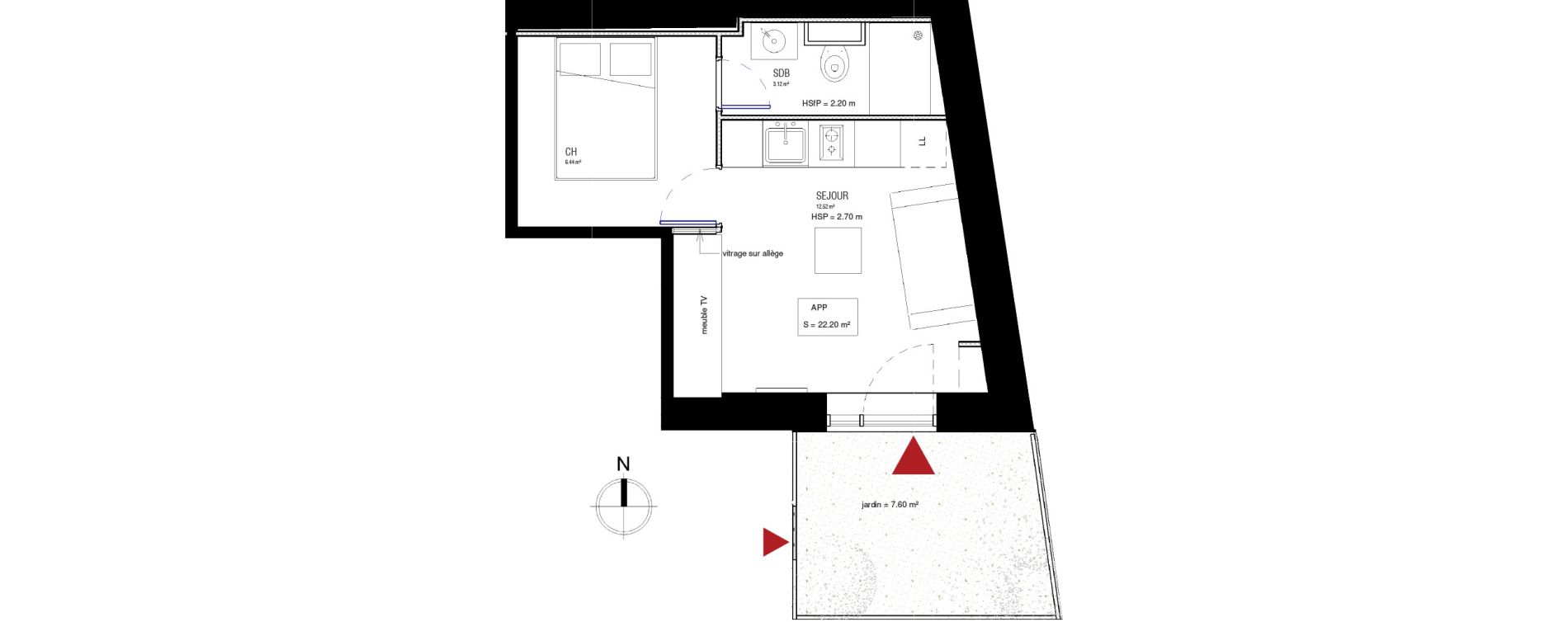 Appartement T2 de 22,20 m2 &agrave; Nice Saint sylvestre