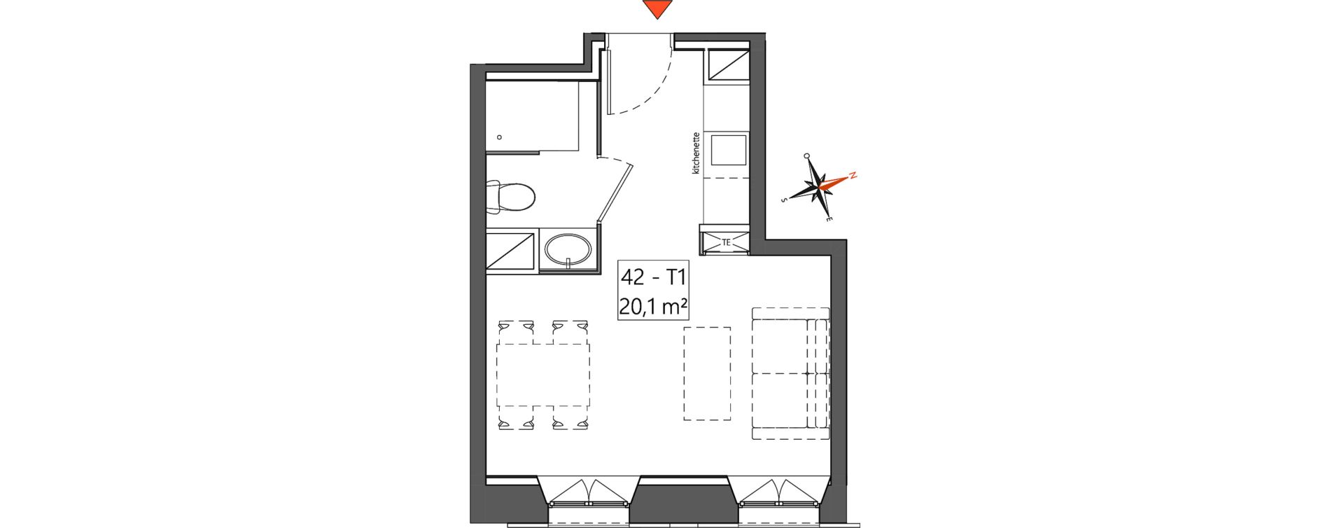 Appartement T1 de 20,10 m2 &agrave; Nice Riquier