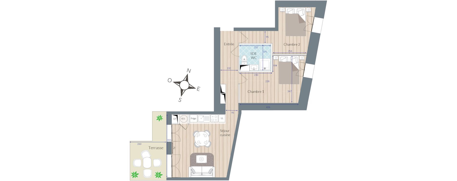 Appartement T3 de 56,80 m2 &agrave; Nice Marceau
