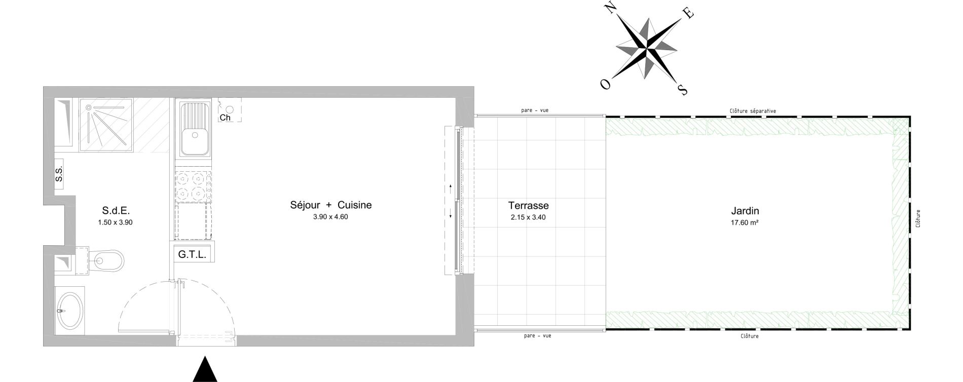 Appartement T1 de 24,40 m2 &agrave; Nice Rimiez