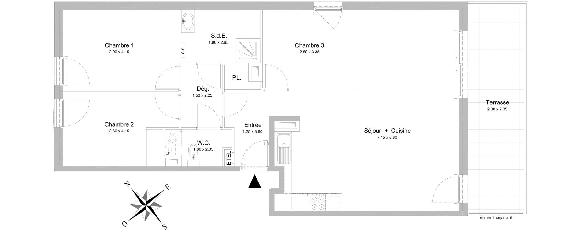 Appartement T4 de 85,75 m2 &agrave; Nice Rimiez