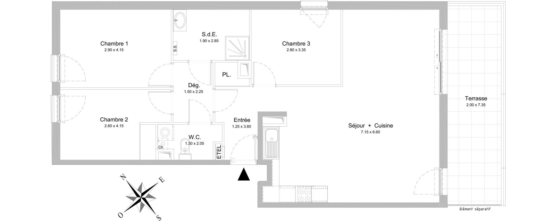 Appartement T4 de 85,70 m2 &agrave; Nice Rimiez