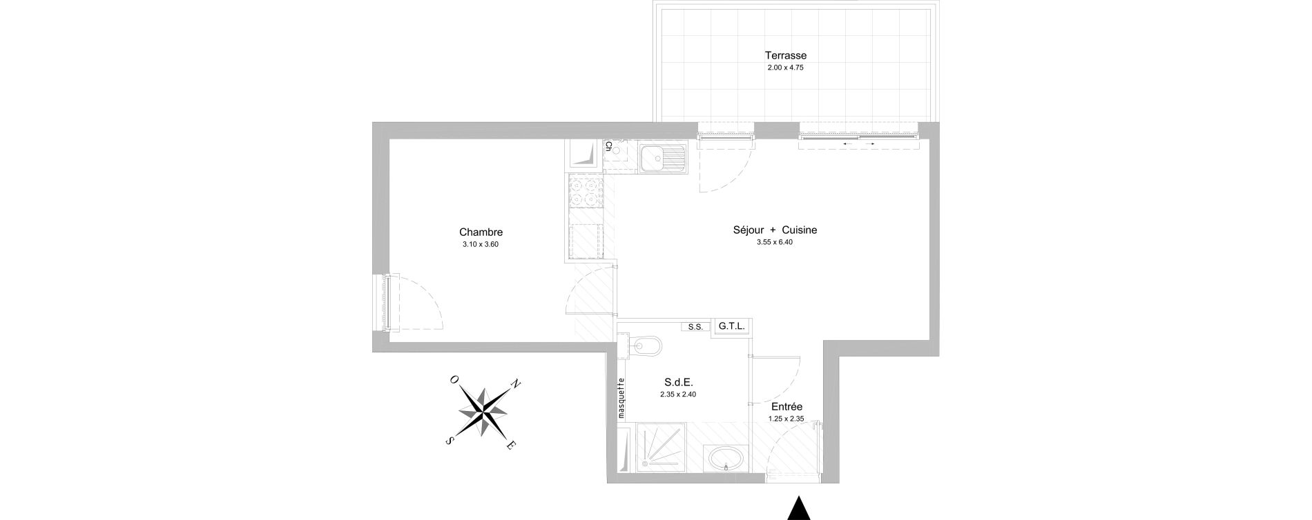 Appartement T2 de 41,50 m2 &agrave; Nice Rimiez