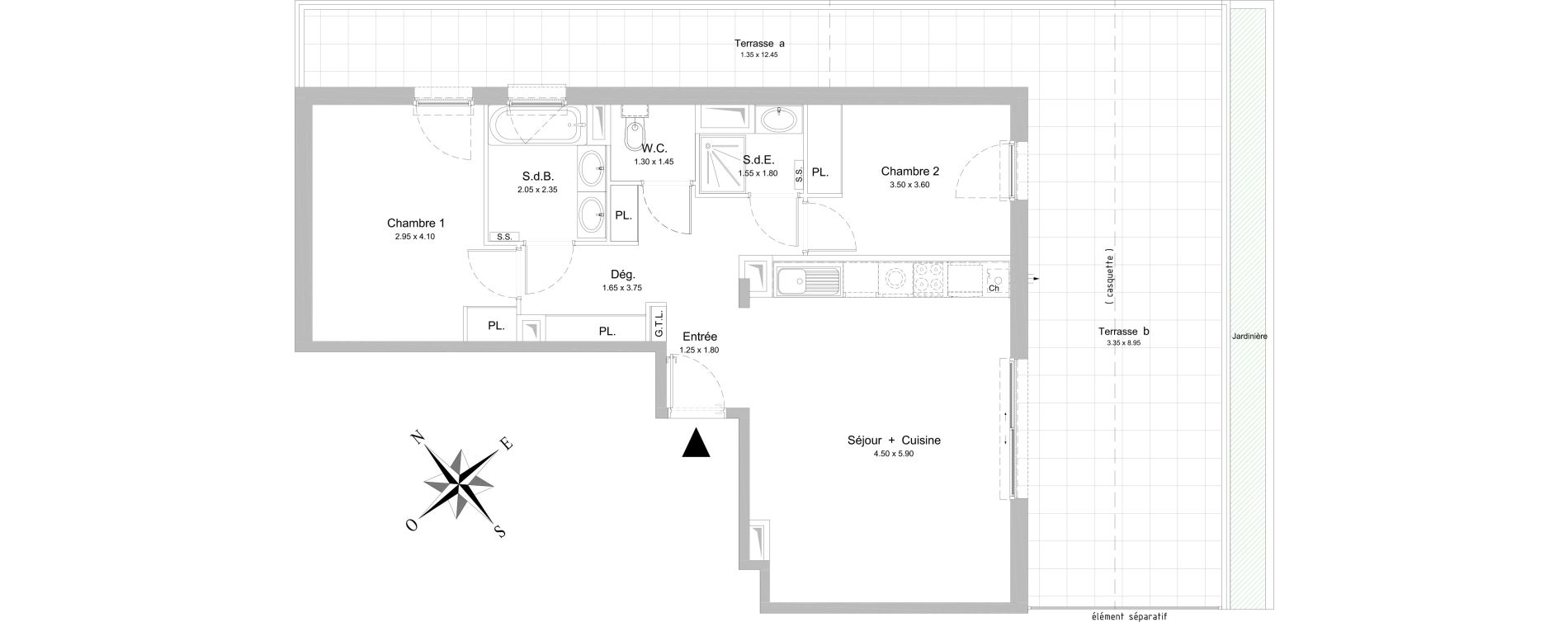 Appartement T3 de 67,60 m2 &agrave; Nice Rimiez