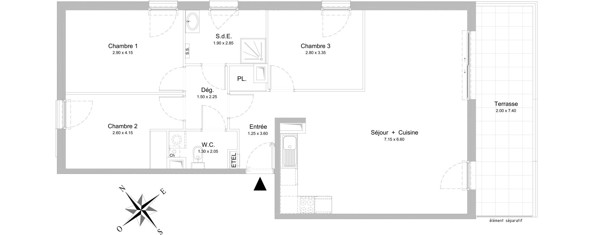Appartement T4 de 86,05 m2 &agrave; Nice Rimiez