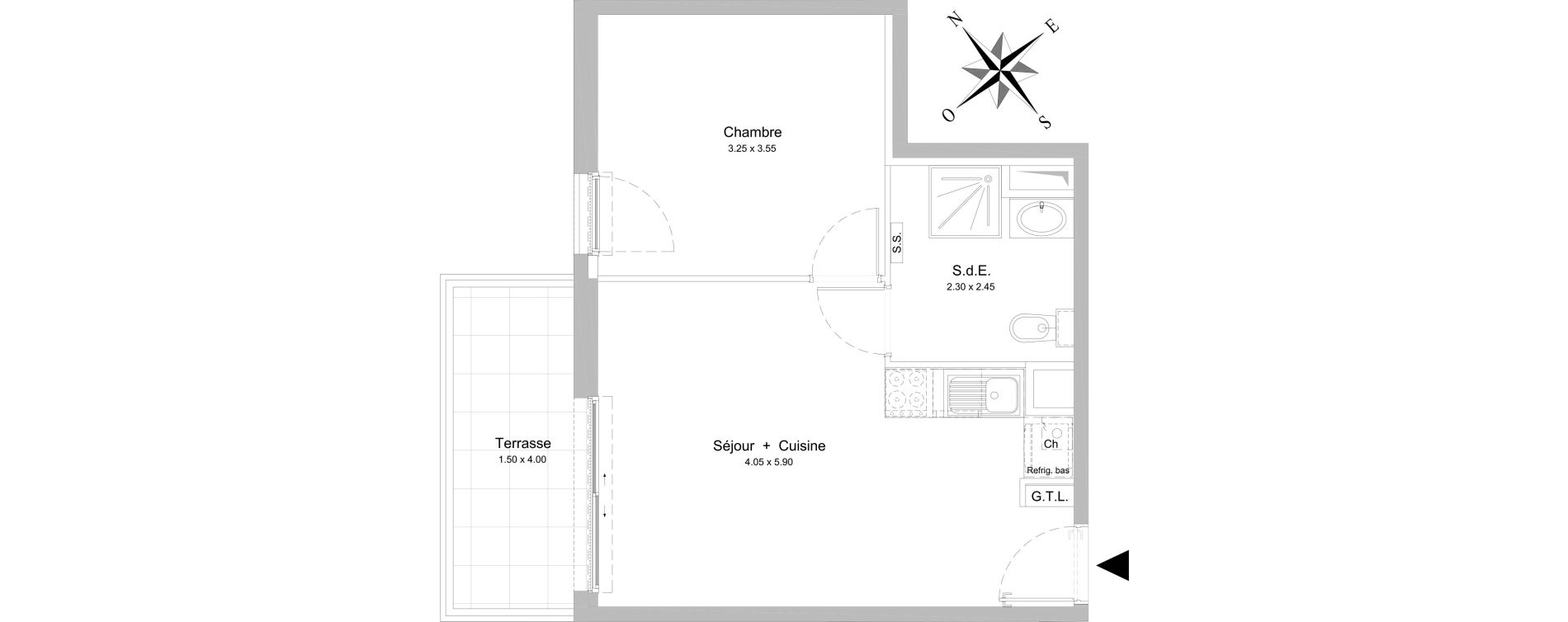 Appartement T2 de 37,80 m2 &agrave; Nice Rimiez
