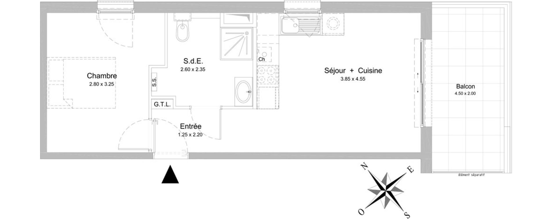Appartement T2 de 38,60 m2 &agrave; Nice Rimiez