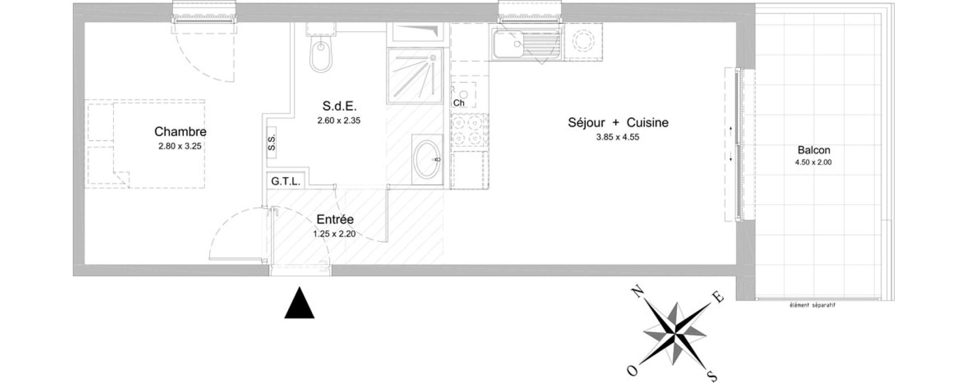 Appartement T2 de 38,60 m2 &agrave; Nice Rimiez