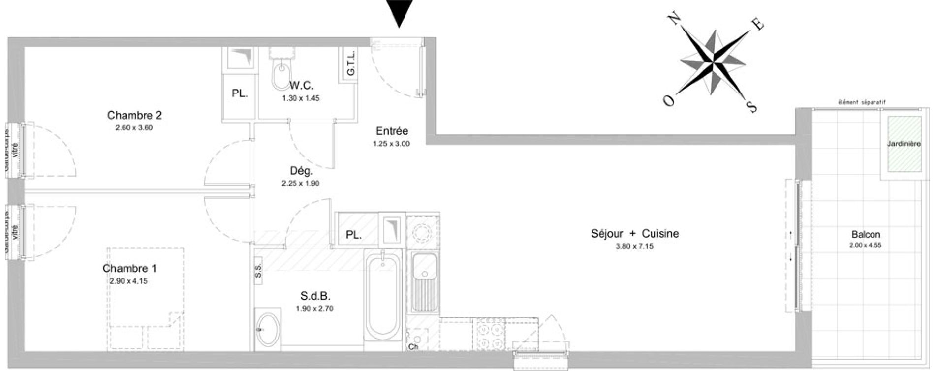 Appartement T3 de 64,75 m2 &agrave; Nice Rimiez