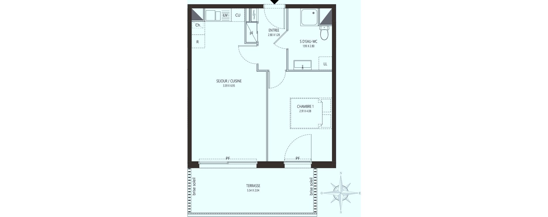  Appartement  T2 de 42 10 m2  RDC S Les Terrasses  Nice ref 172
