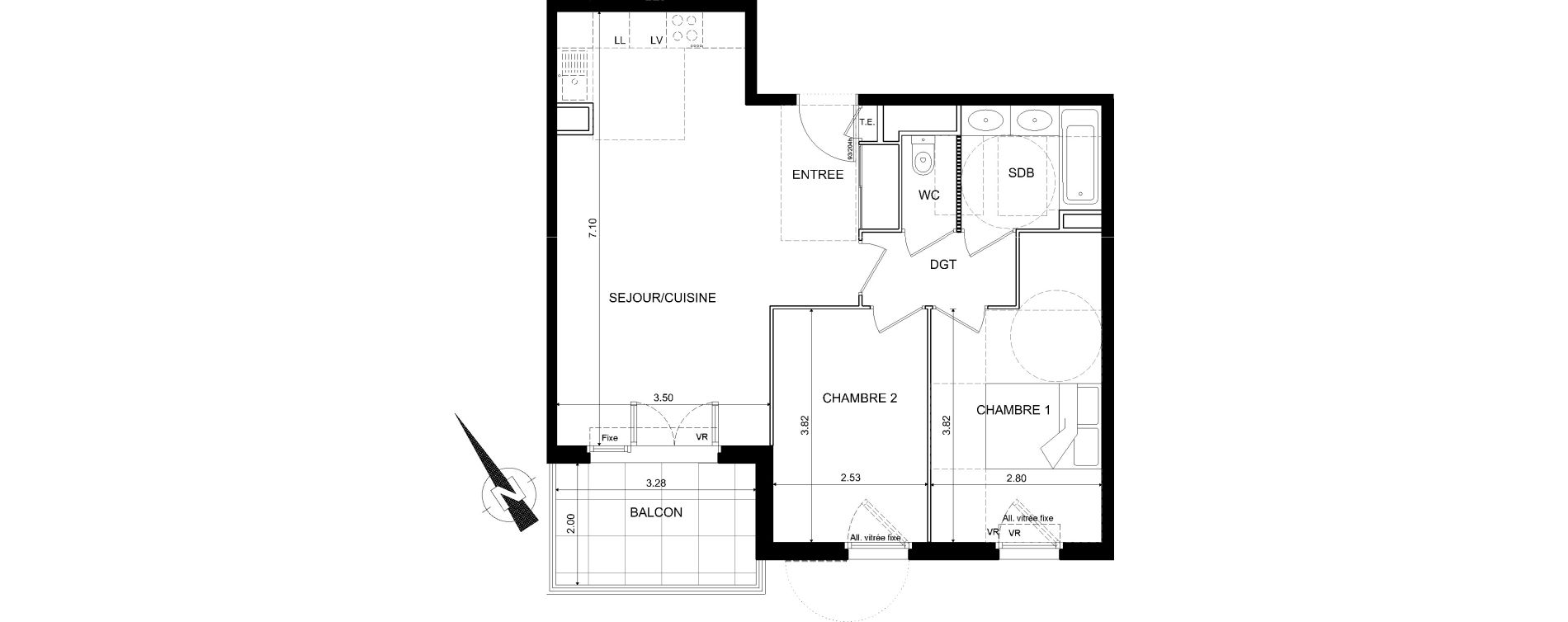 Appartement T3 de 60,53 m2 &agrave; Nice Bellet