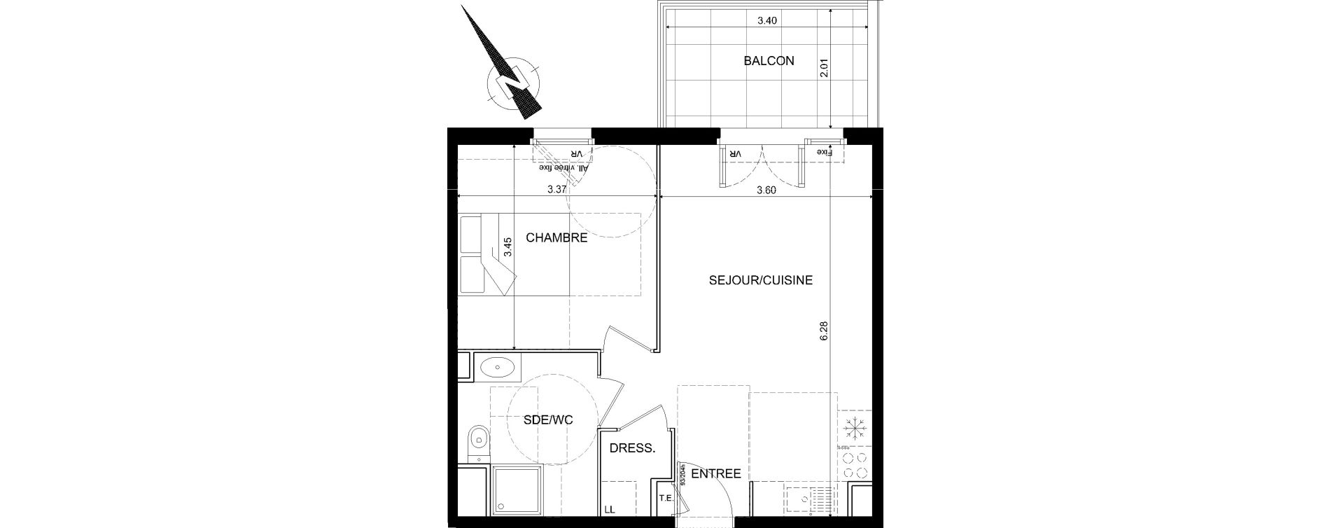 Appartement T2 de 42,33 m2 &agrave; Nice Bellet