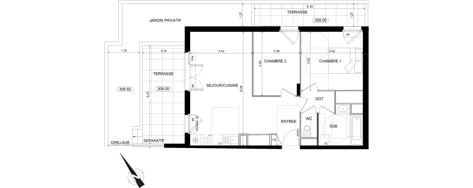 Appartement T3 de 57,31 m2 &agrave; Nice Bellet