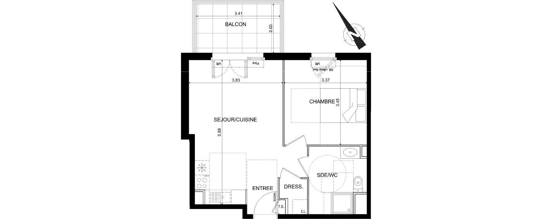 Appartement T2 de 42,20 m2 &agrave; Nice Bellet