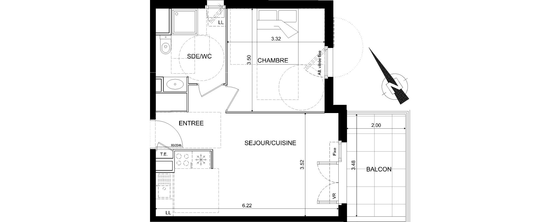 Appartement T2 de 40,60 m2 &agrave; Nice Bellet