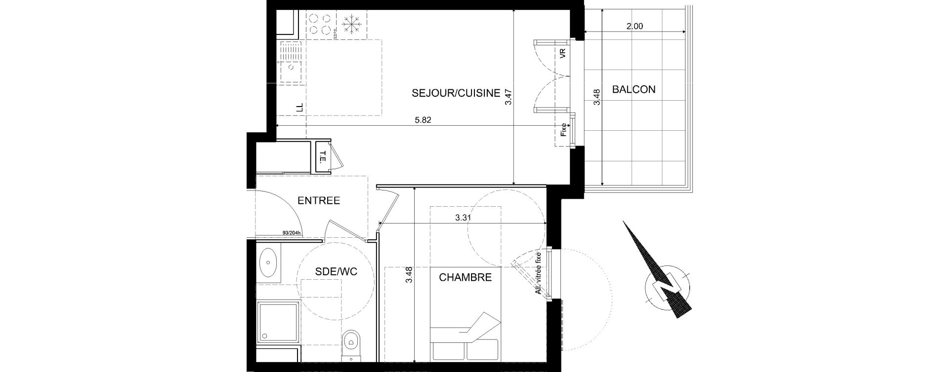 Appartement T2 de 39,51 m2 &agrave; Nice Bellet